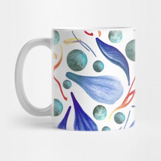 Lovely Floral Petals - Blue, Forest Green and Red Mug